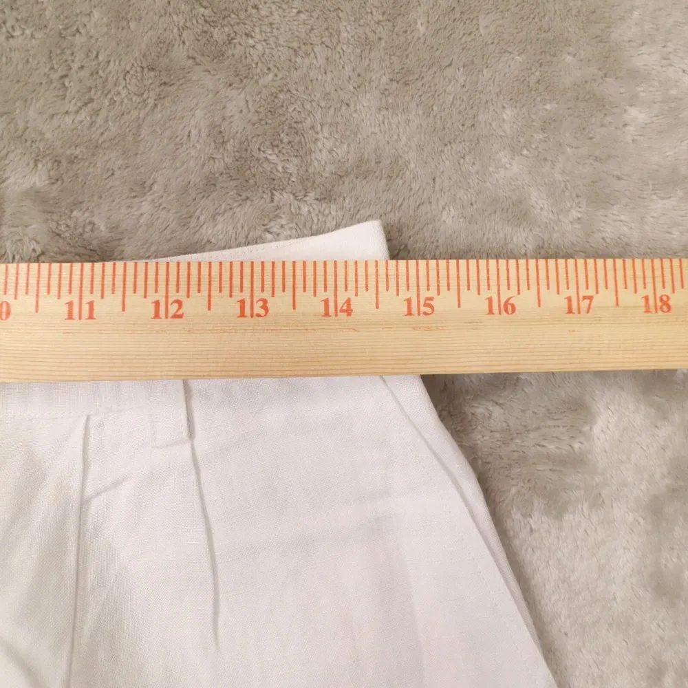 Rolla's Womens Horizon Linen High Waisted Pleated Mid Thigh Shorts size 12 Large White - Image 6