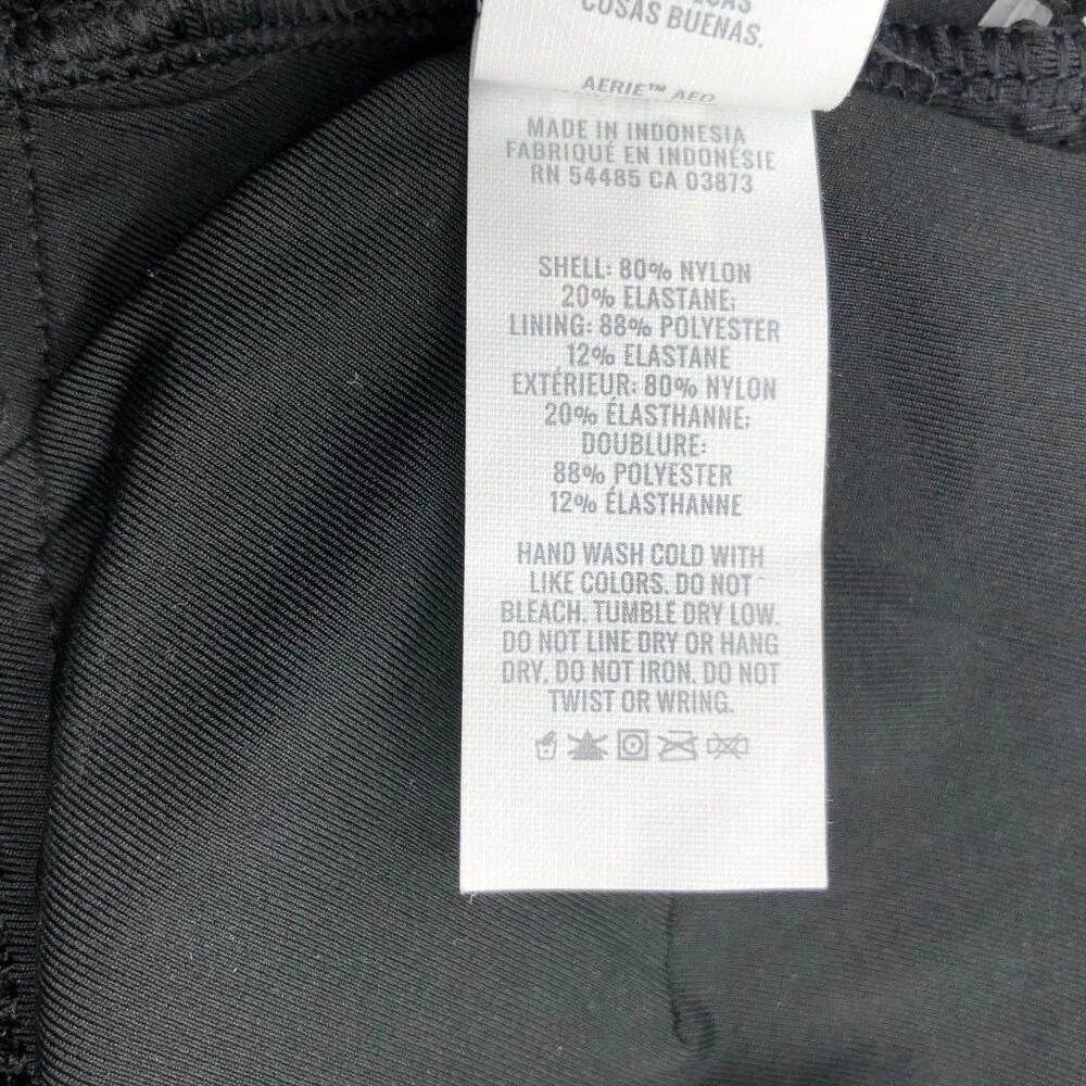 Aerie Bikini Top Scoop Neck Removable Cups Black M - Image 4