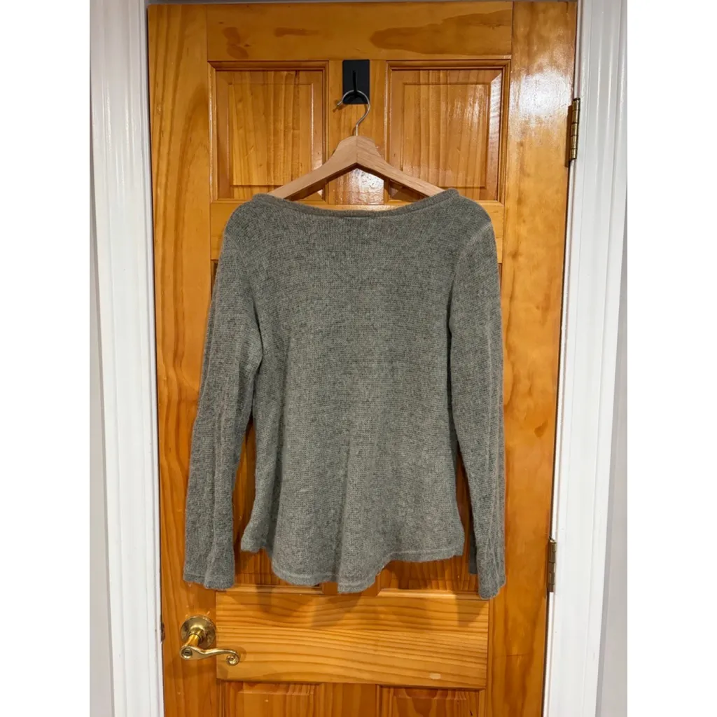 Tempo Paris Lace Trim V-Neck Knit Sweater Top Gray Long Sleeve Size XL - Image 5