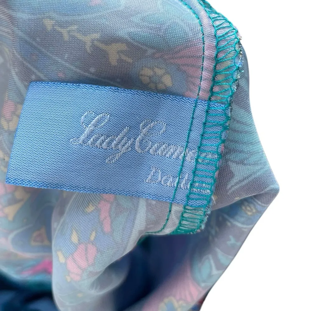 Lady Cameo Vintage 80s Witchy Whimsygoth Floral Paisley Lingerie Mini Slip Dress Pink Size M - Image 5