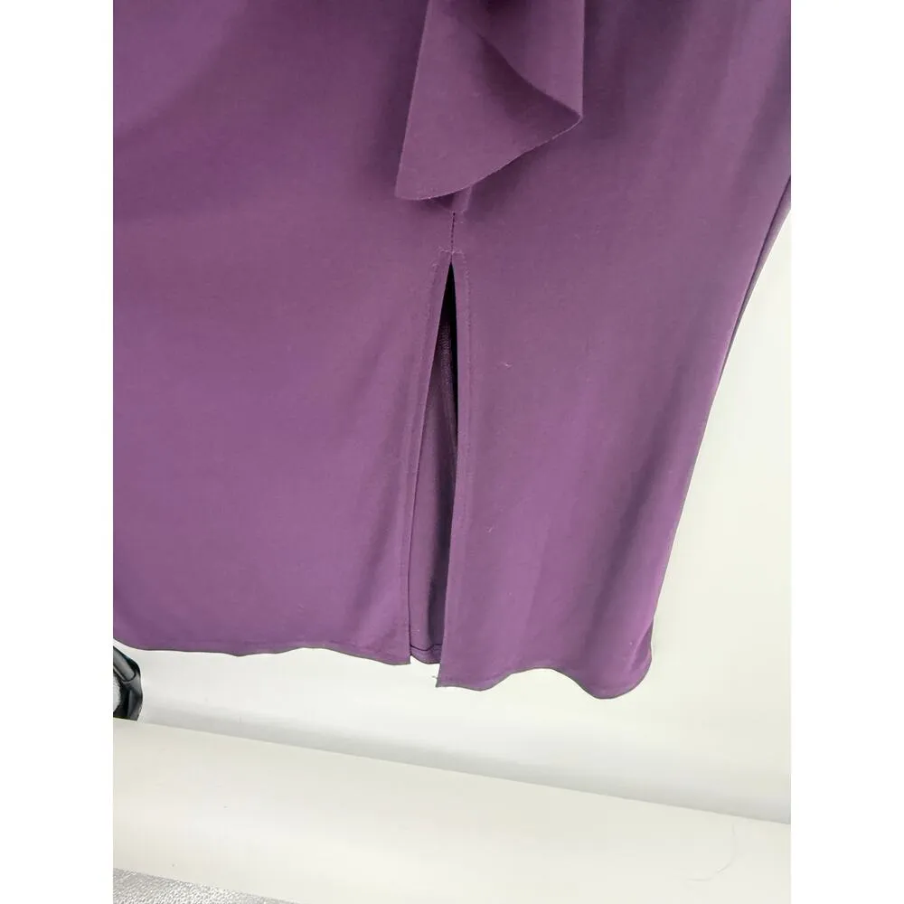 Marina Evening Gown Women 12 Eggplant Purple Mesh Lace Sequins Floral Front Slit - Image 11