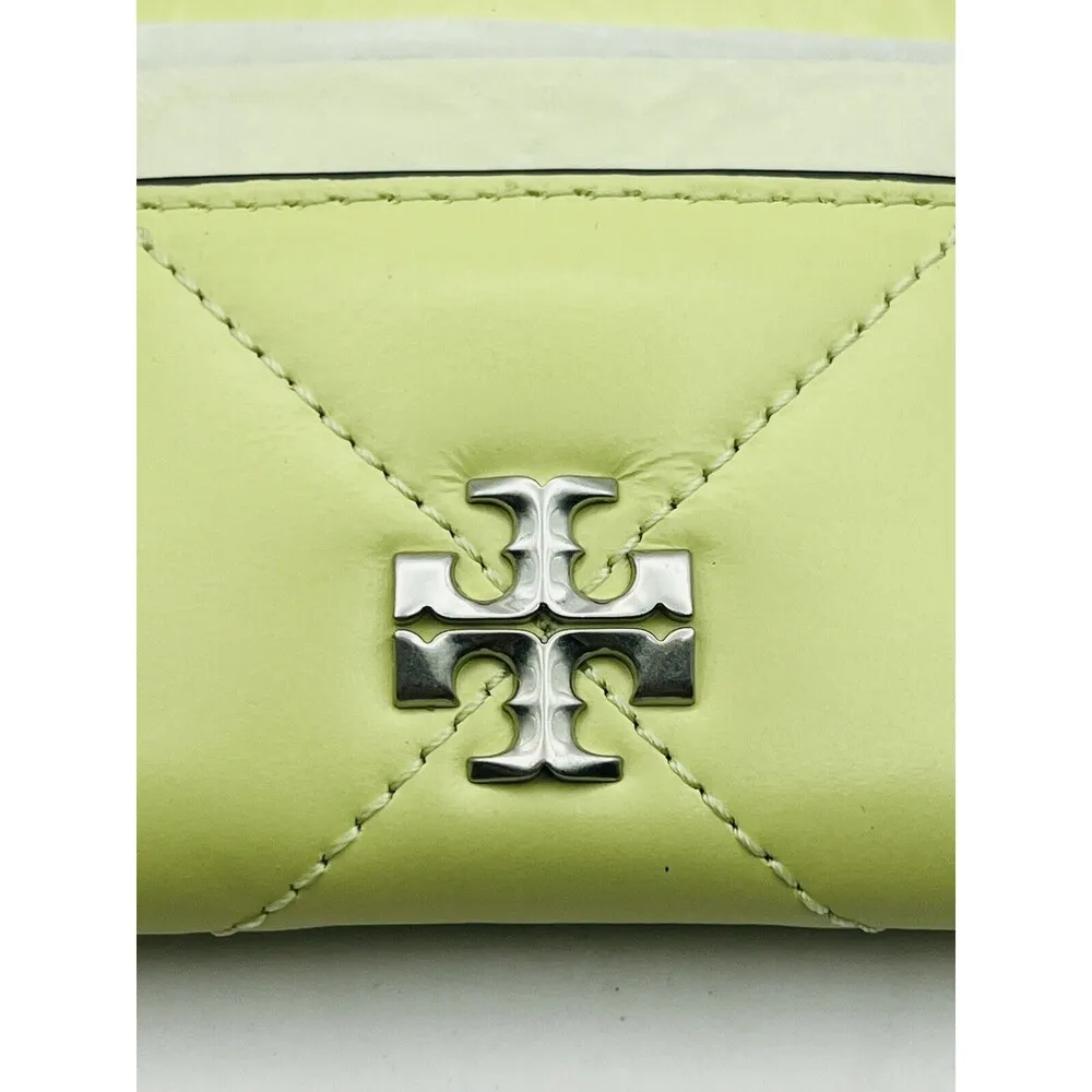 New Tory Burch Kira Card Case Holder Mini Wallet Quilted Leather Color Pear - Image 7