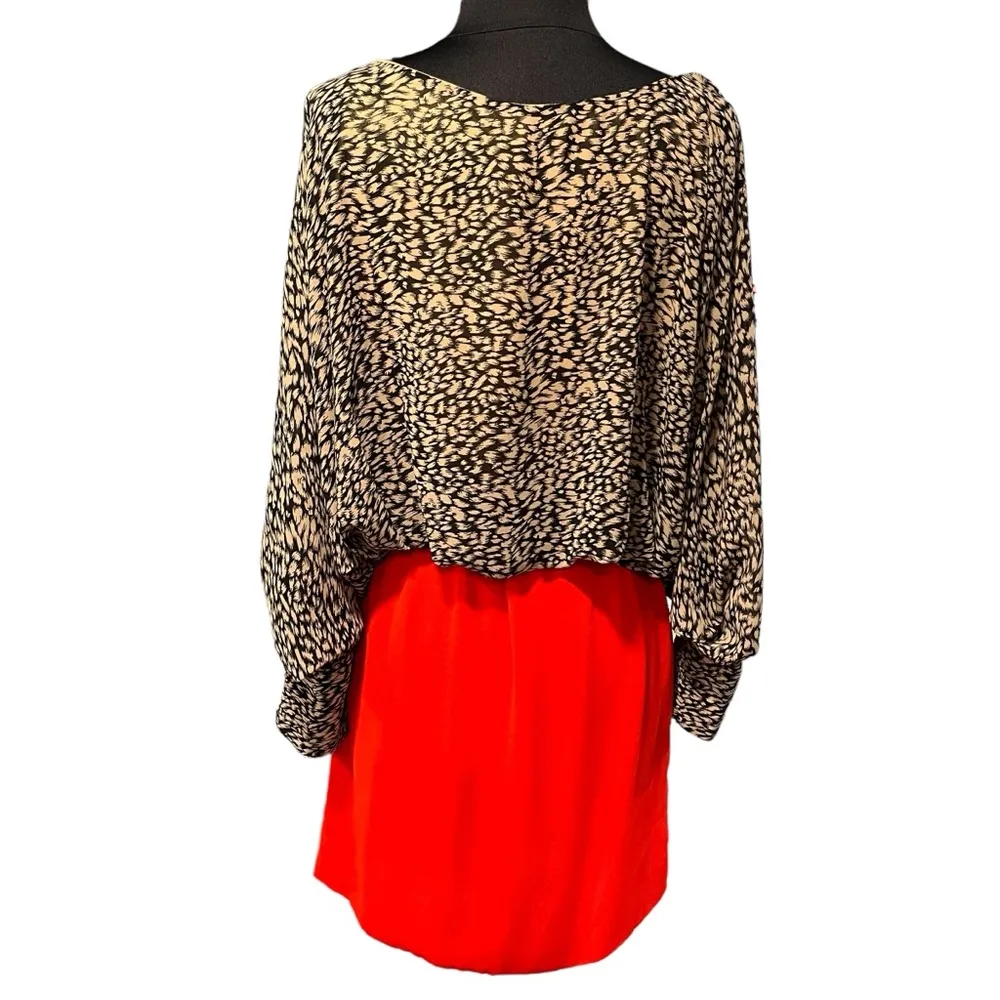 NEW THML Artist Reception Brown & Red Print Long Sleeve Dress size Large - Image 7