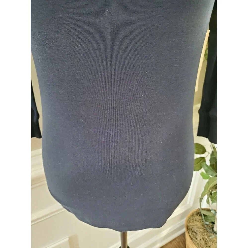 Jones NewYork Women's Solid Blue Round Neck Long Sleeve Casual Top Shirt Size S - Image 3