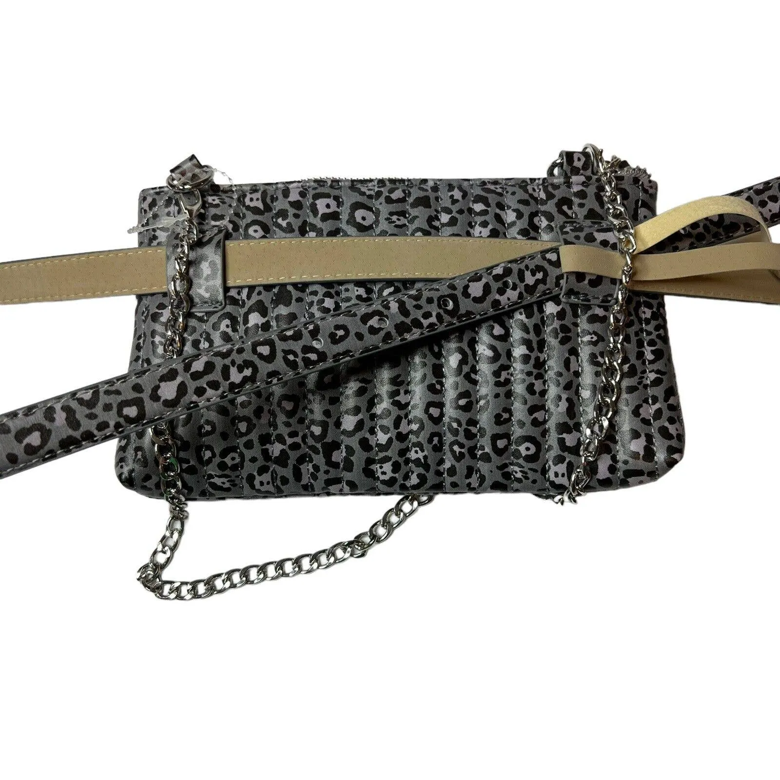 INC International Concepts Quilted Animal Print Convertible Belt‎ Bag Grey XL Gray - Image 3