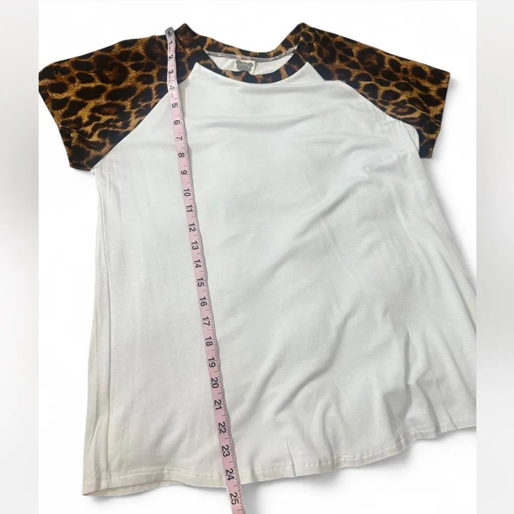 Leopard Sleeve Baseball Tee‎ White Size M - Image 12