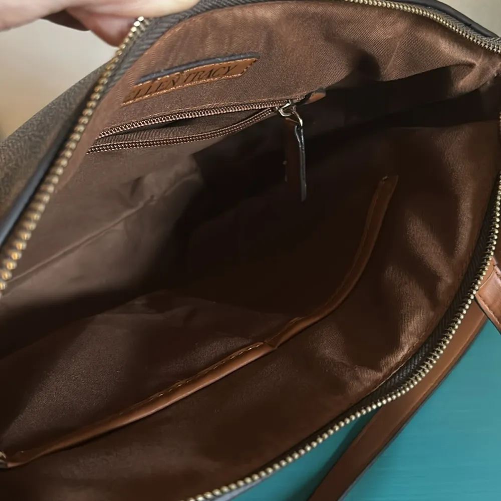 Ellen Tracy Brown Signature Collection Brown Logo Printed Tote with Strap - Image 9