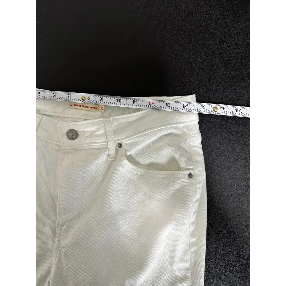 Levi's 721 High-Rise Ankle Skinny Iced Out White Denim Jeans Women's Size 30 - Image 9