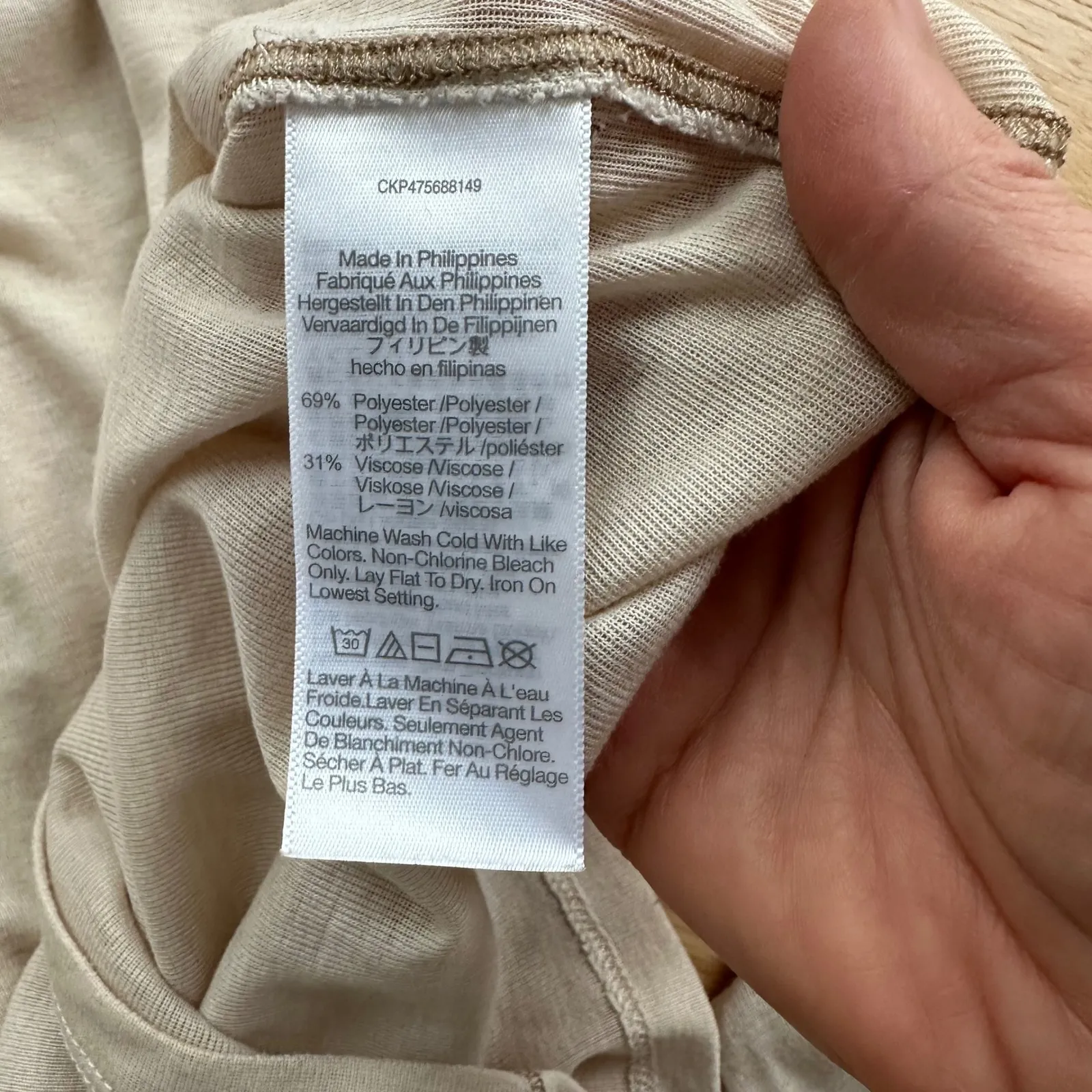 Madewell  Semi sheer Mock Neck Tee Long Sleeve Top Beige Essential Basic Women - Image 3