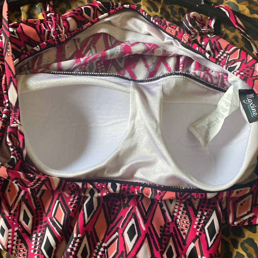 MAXINE OF HOLLYWOOD | DOUBLE FLOUNCE TANKINI | ADJUSTABLE STRAPS | BUILT IN BRA - Image 4