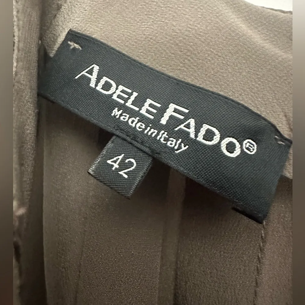 Adele Fado Silk Romper Size 42 Pleated Top Keyhole Halter Neck Made In Italy Brown - Image 4