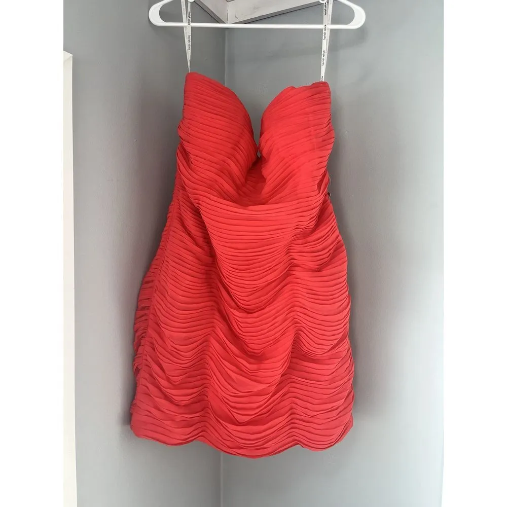 NWT Lavish Alice Pleated Chiffon Minidress Coral SIZE 12 - Image 7