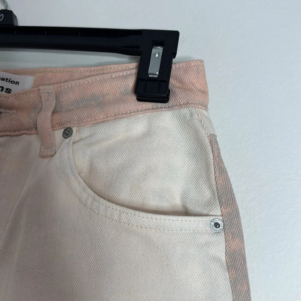 Reformation Jeans Cynthia Tonal Reworked Hi-Rise Straight Jeans Bone Wash sz 27 - Image 7