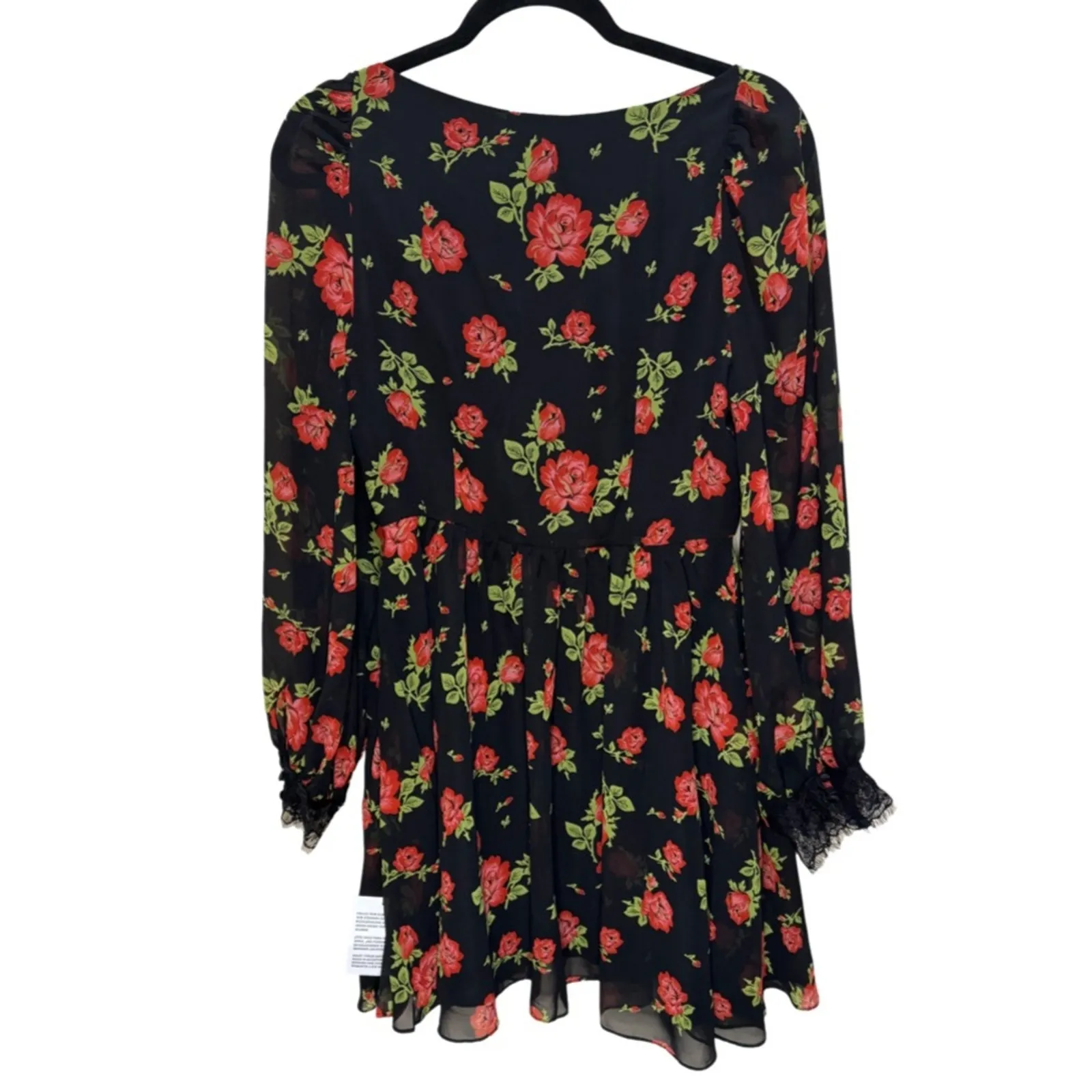 ASOS DESIGN Eyelash Lace Insert Skater Mini Dress - Rose Floral Size 6 - Image 8