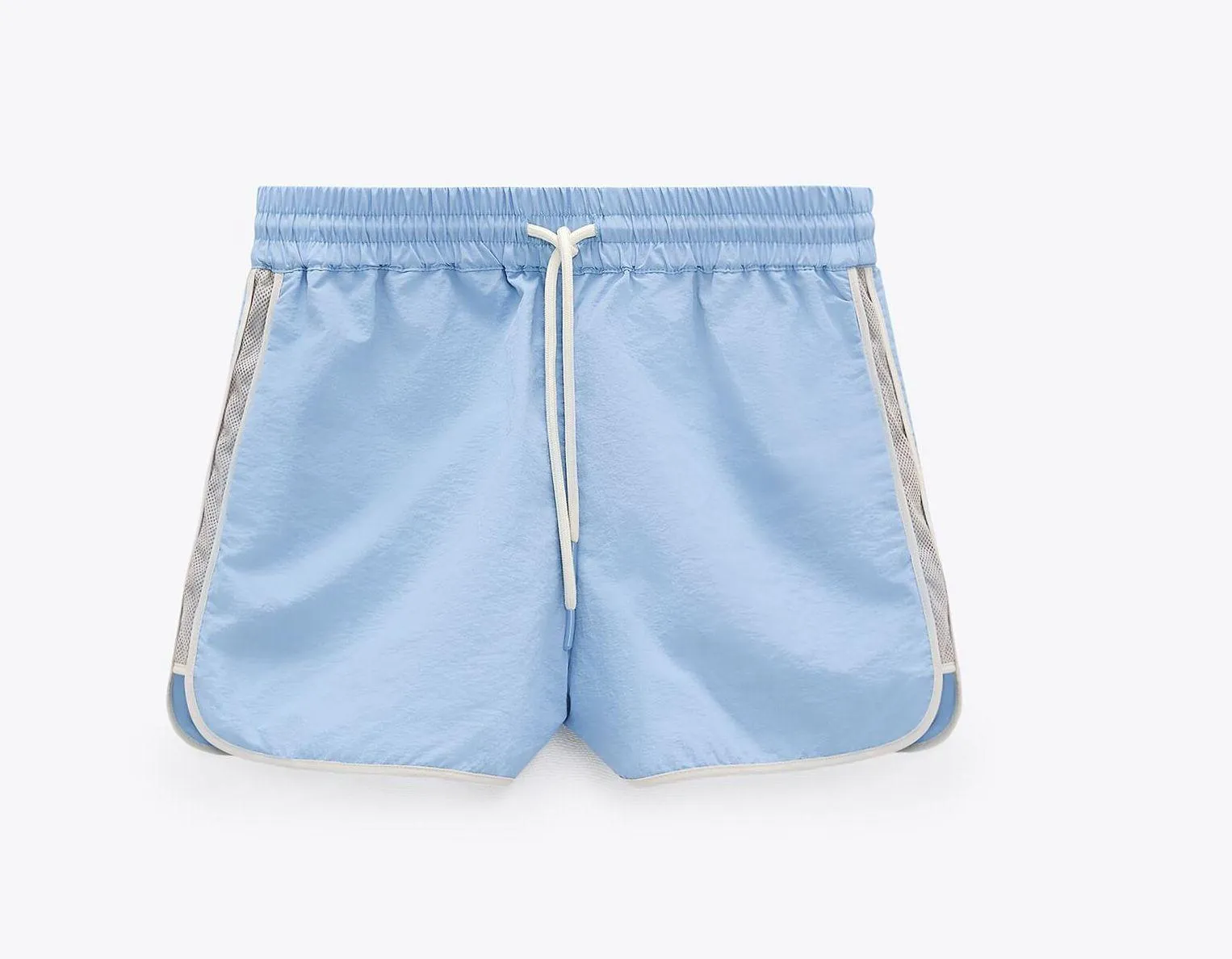 Zippered Nylon Shorts in Neon Blue, Size S - Image 4