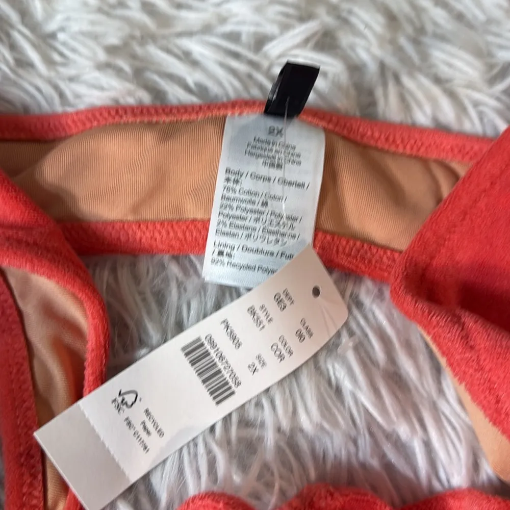 NWT J.Crew Double-String Triangle Bikini Top in Terry Coral BK551 Size 2X - Image 3