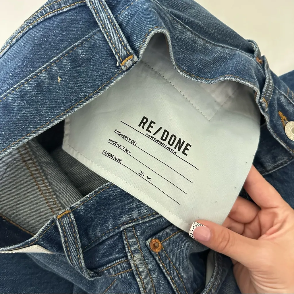 REDONE -NWT- 90s High Rise Loose Jeans Destroyed Broken Blue | 26 - Image 9