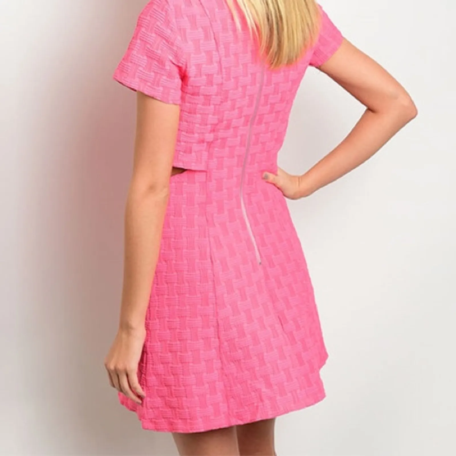 Waffle Knit Dress Pink Size M - Image 5