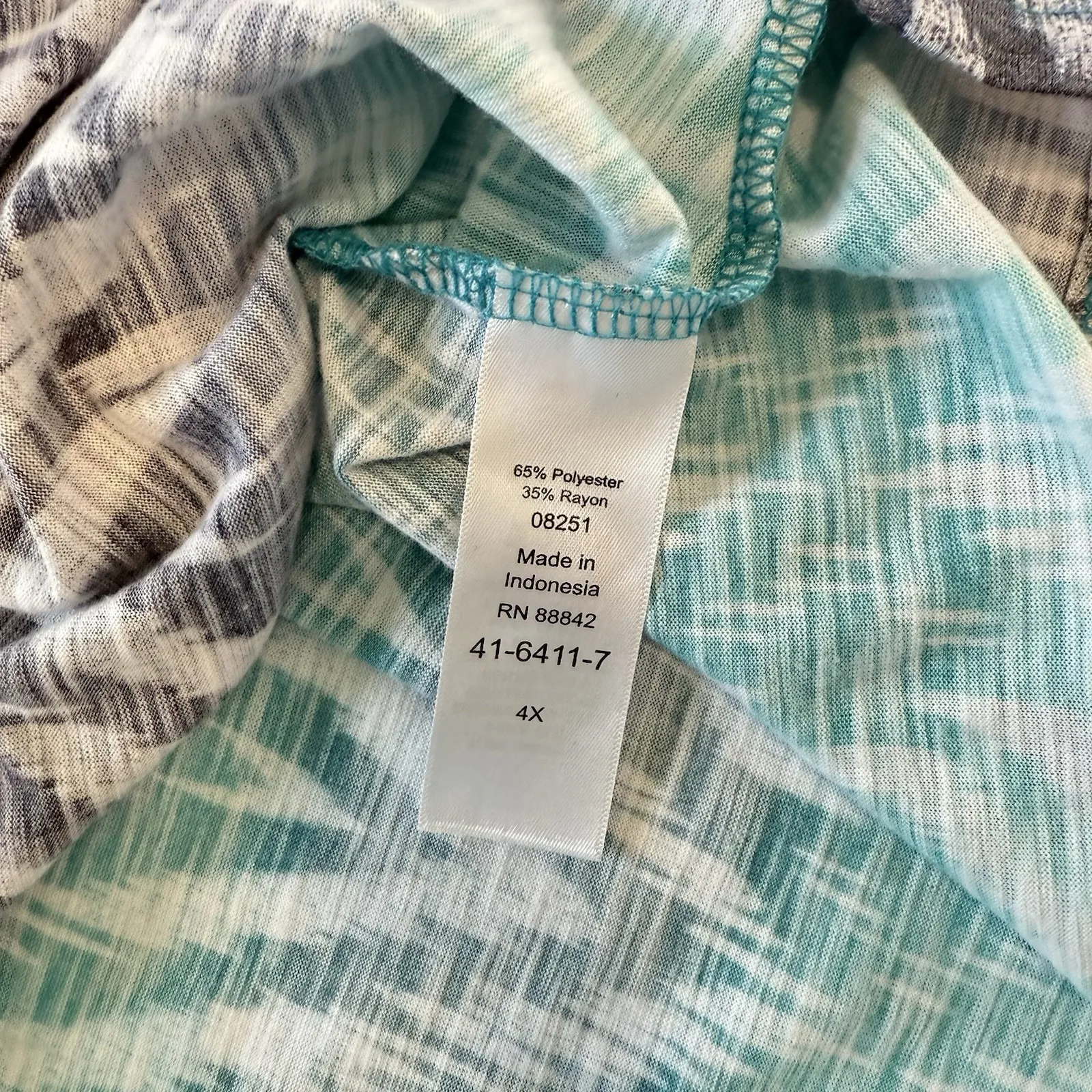 Catherines Aqua Blue Poetry Tiered 3/4 Sleeve Tee Size‎ 4X - Image 11