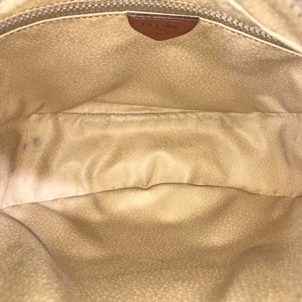 CELINE Brown Macadam Triumph Single Flap Crossbody Shoulder Bag Authentic - Image 7