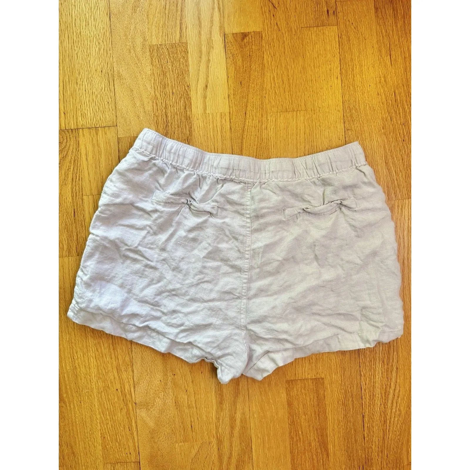 C&C California Women's Off White Light Cream Pull-On Linen Belted Shorts Size L - Image 2