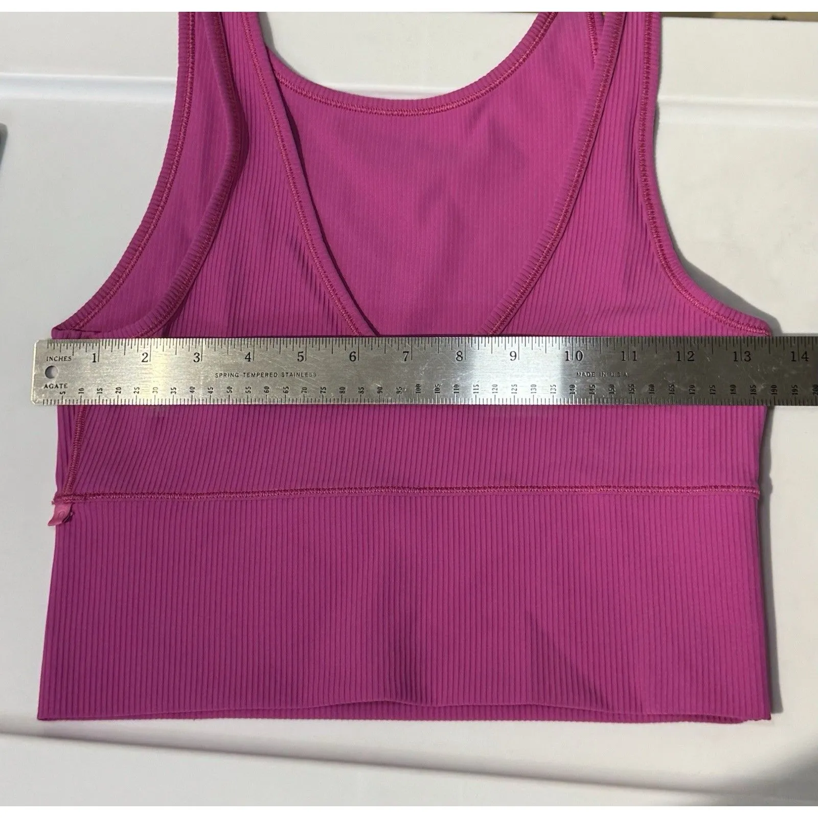 Lululemon Womens Top 4 Sonic Pink Power Pivot Ribbed Tank Reversible Crop - Image 7