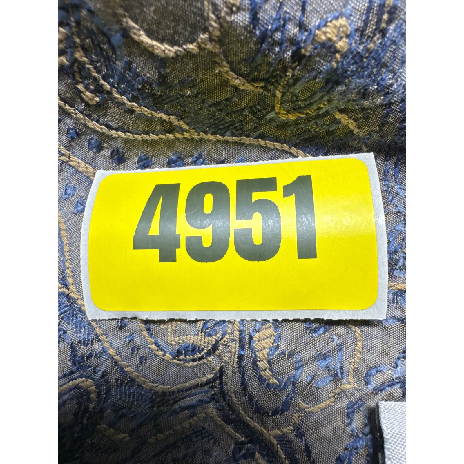 Catherines Paisley Open Front Embroidered Reversible Jacket 3X Blue Gold Lined - Image 12