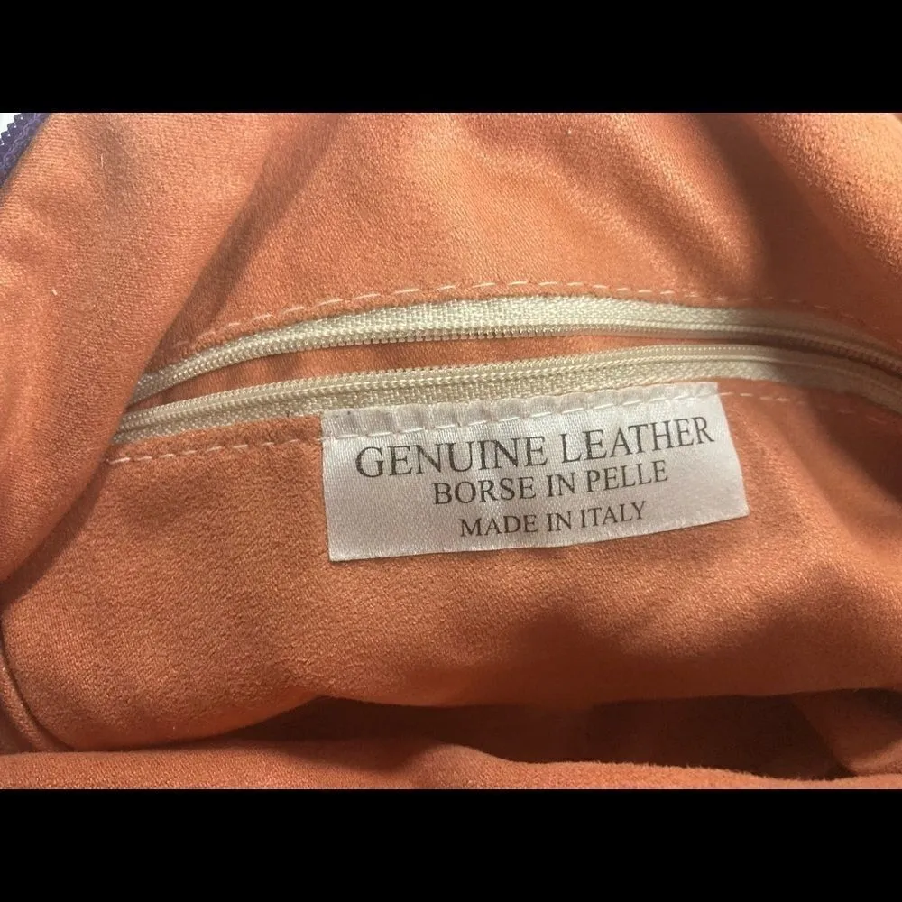 BORSE IN PELLE,Purple/BlueLeather Purse,OrangeSuedeInterior,15X3X8.5,Brand Stamp Purple - Image 3