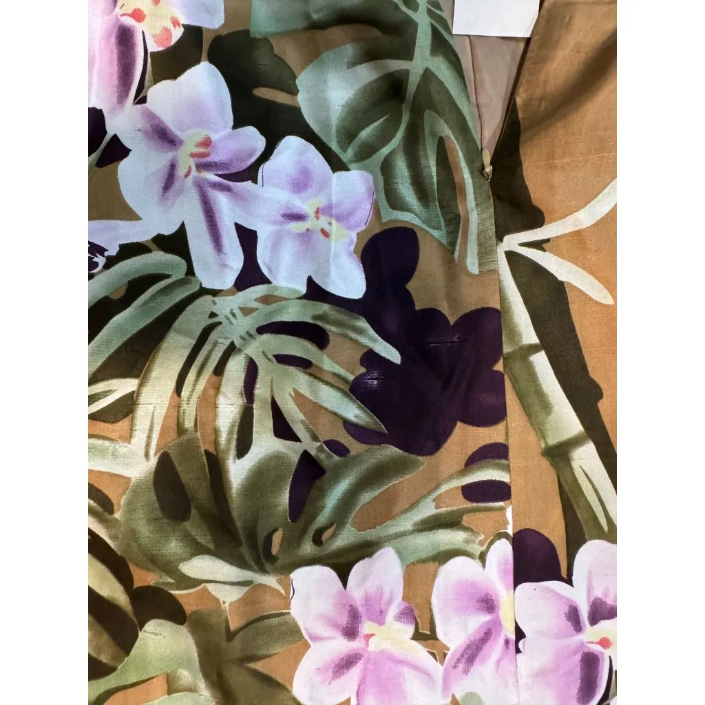 NEW Harvé Benard Womens 100% Silk Tropical Wrap Chic Skirt 18W Brown Pink Green - Image 14