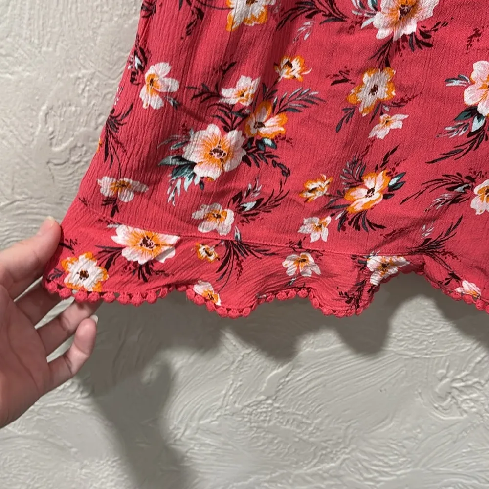 American Eagle Outfitters Boho Flowy Orange Floral Romper Size Small - Image 3