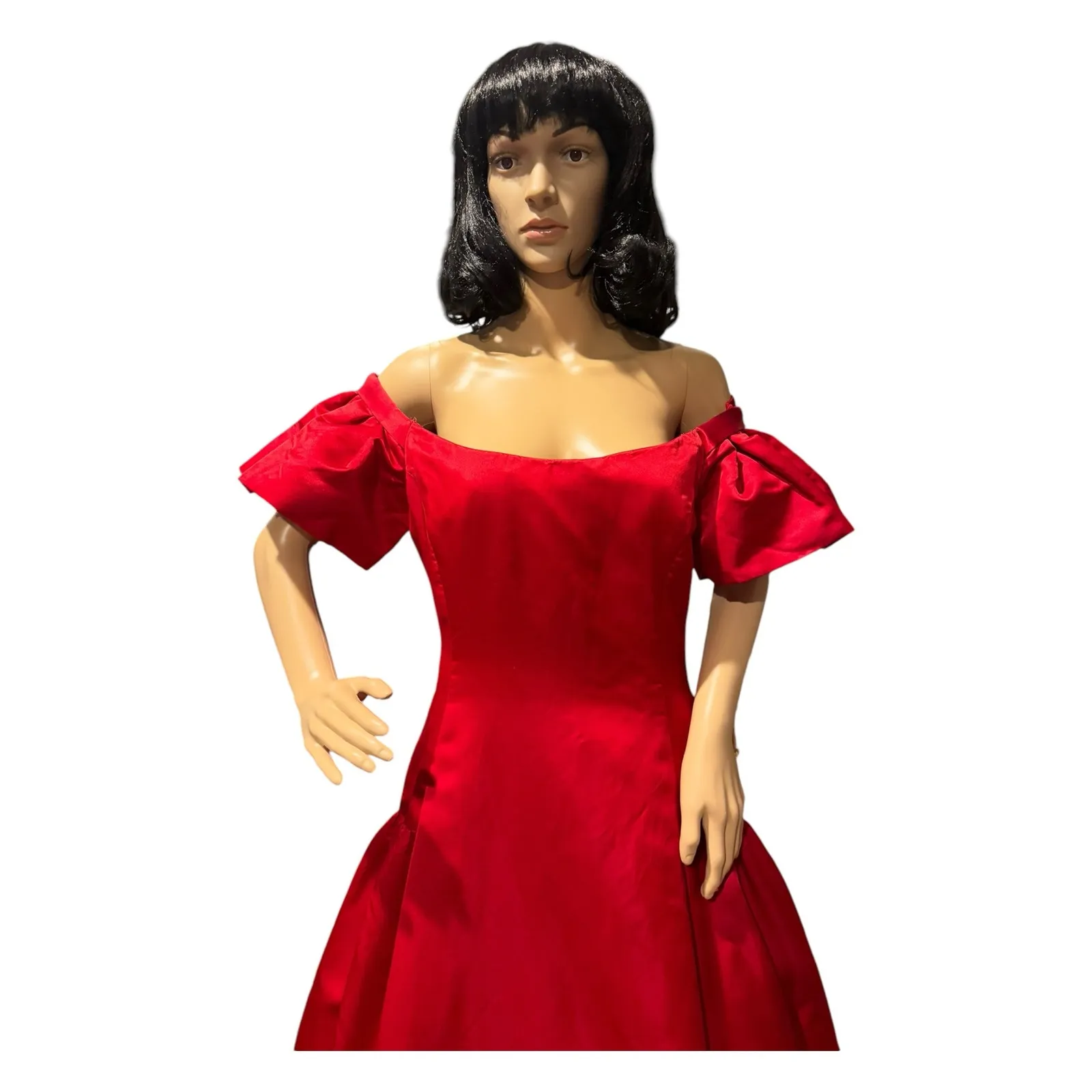 Vintage 80's Scaasi Boutique Red Satin Off - Image 6