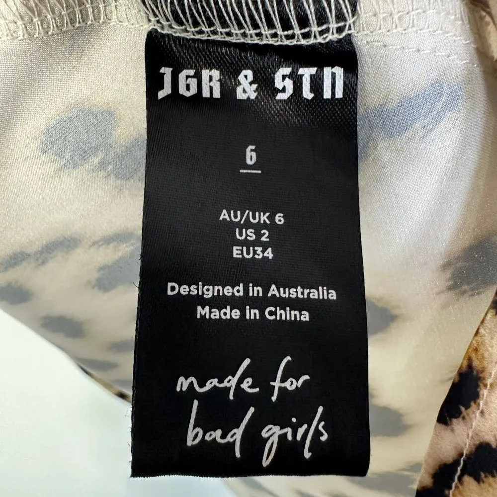 Jagger & Stone The Jay Leopard Cowl Neck Satin Mini Dress Size 6 - Image 4