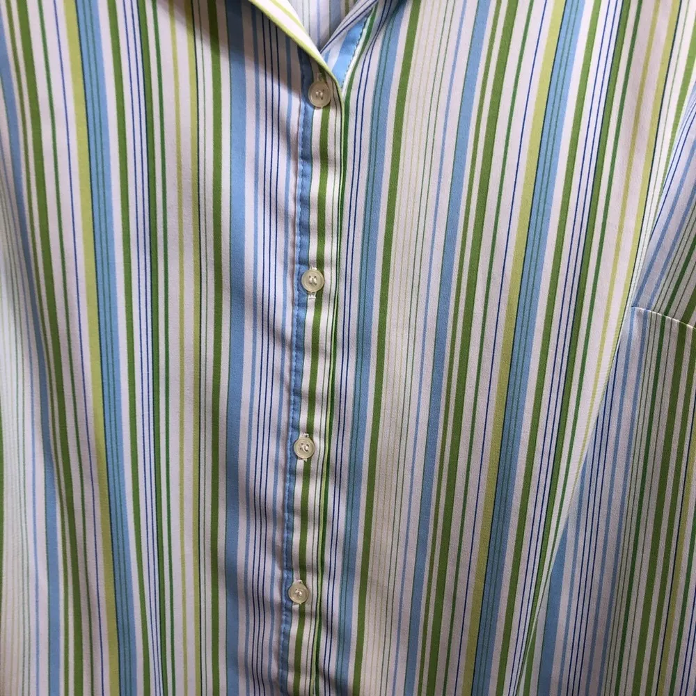 Apt. 9 Stretch Sleeveless Collared Button Front Striped Blouse, Blue Gre… - Image 3