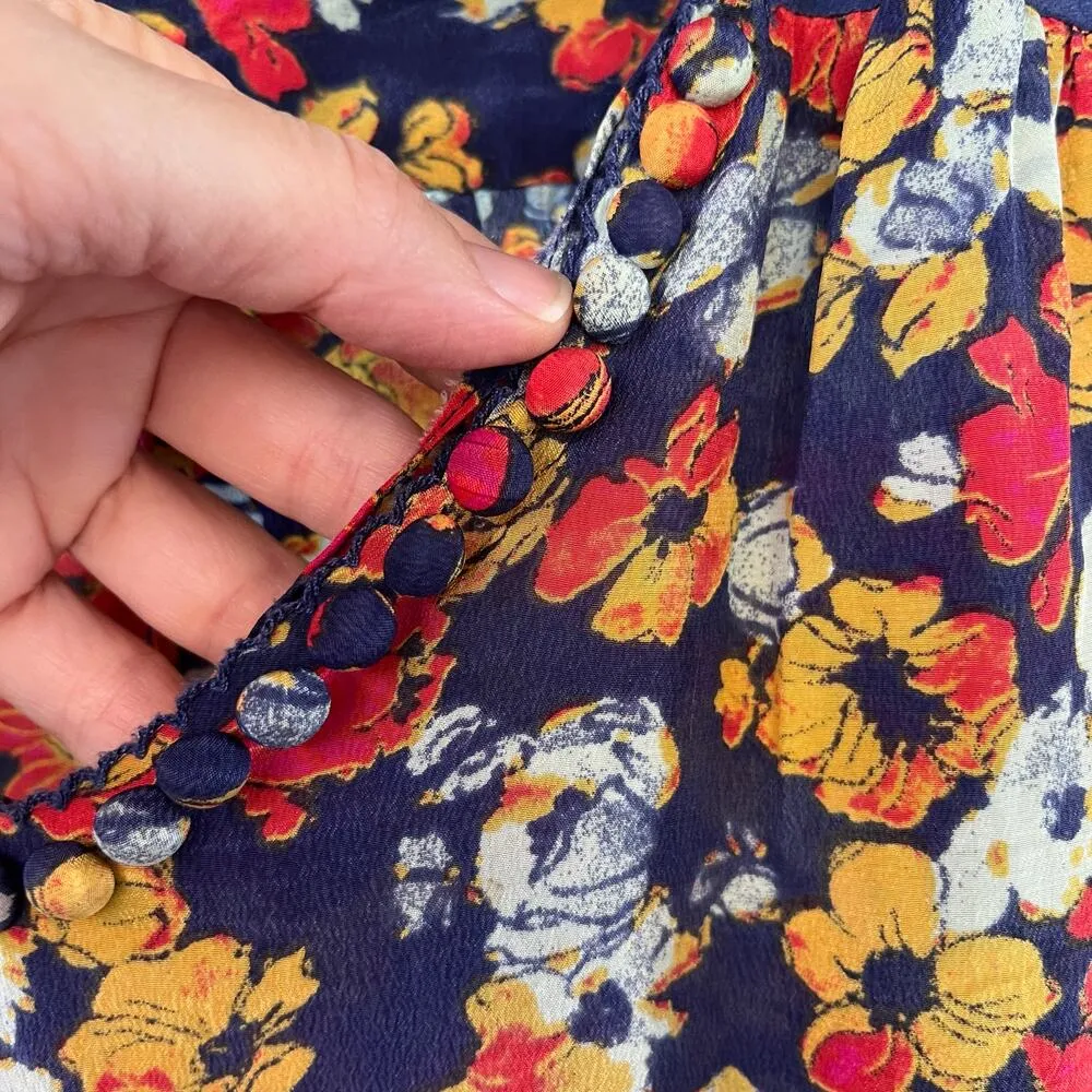Anthropologie Porridge Colorful Floral 100% Silk Blouse Size S - Image 5
