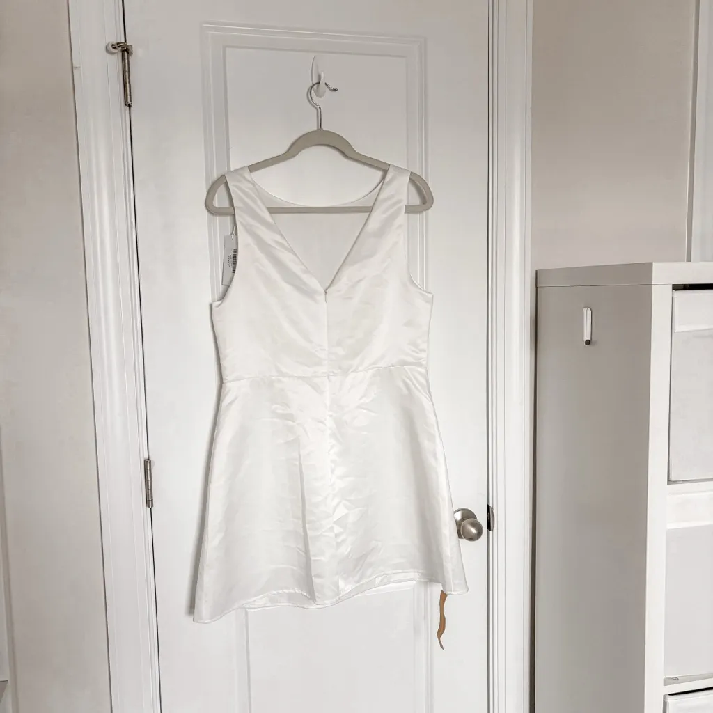 NEW Reformation Zenni Satin Bridal Mini Dress Ivory - Image 8