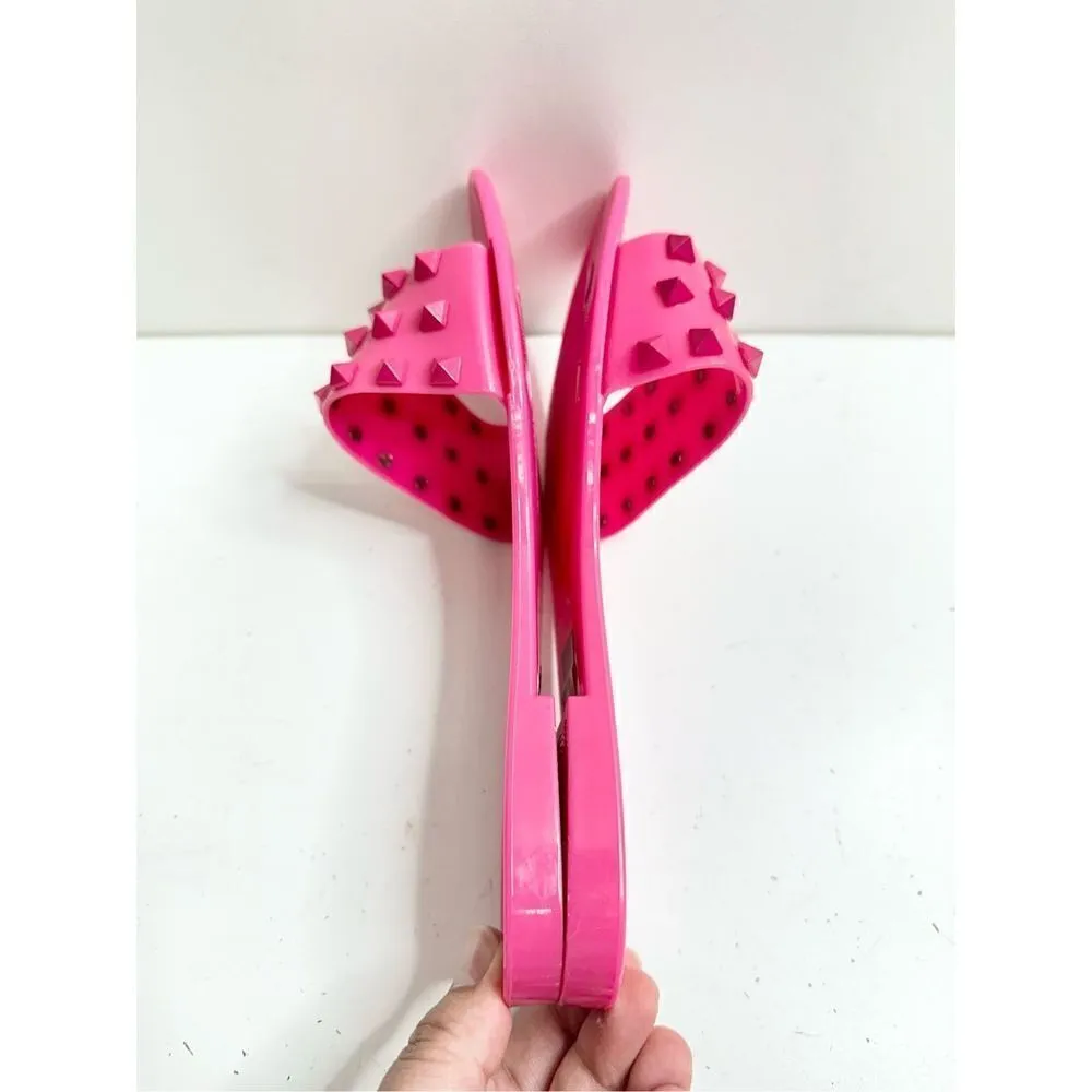 Dolce Vita Jelly Sandals Womens Size 5 Skylar Pink Spiked Slip On Slides - Image 7