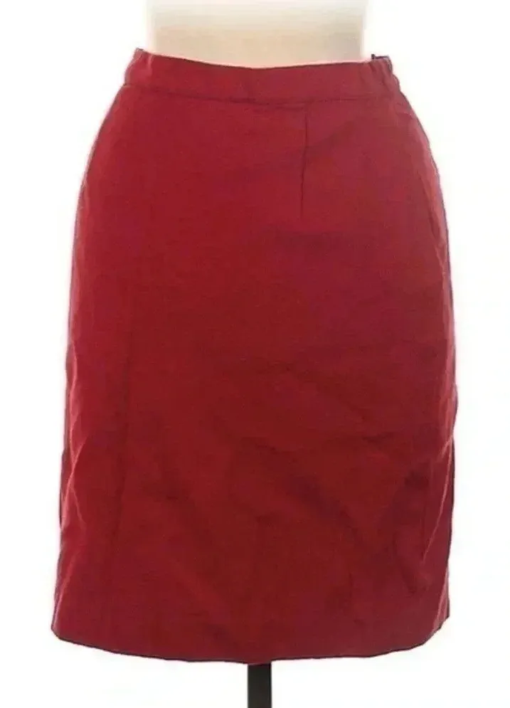 Vintage Giorgio Sant’Angelo | Timeless Red Pure Wool Classic Pencil Skirt Size 8 - Image 1