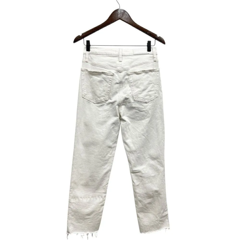 RE/DONE 70s High Rise Stove Pipe Straight Jeans in Worn White size 28 - Image 3