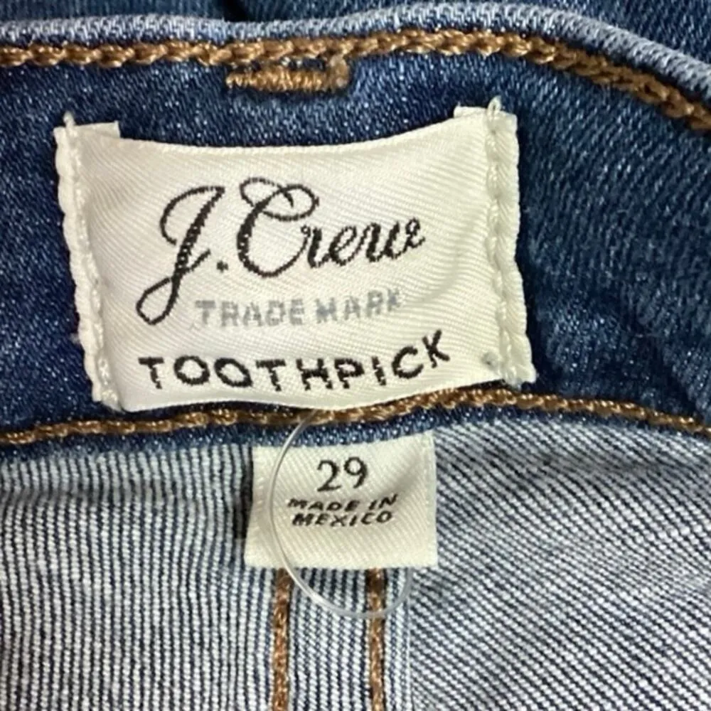 J. Crew Blue Mid Rise Stretch Ankle Casual Toothpick Skinny Jeans Size 29 - Image 4