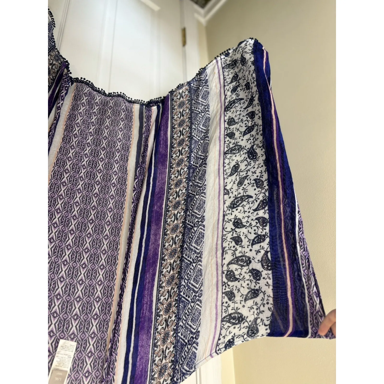 Chico’s Purple Open Front Kimono Poncho Size Large/XL Paisley Coastal Cover Up - Image 4