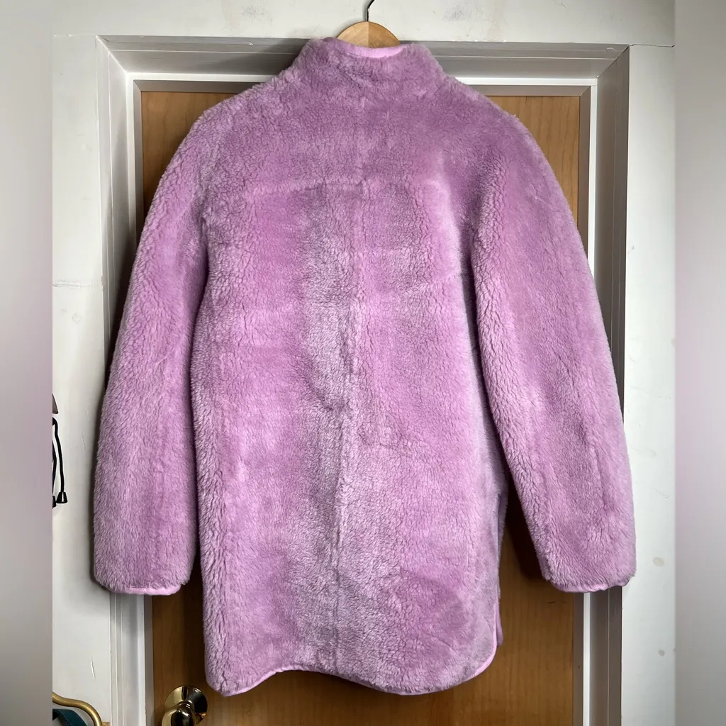 J.Crew Women’s Pink Zip Up Faux Teddy Plush Jacket - Side Zippers. Size: Small - Image 4