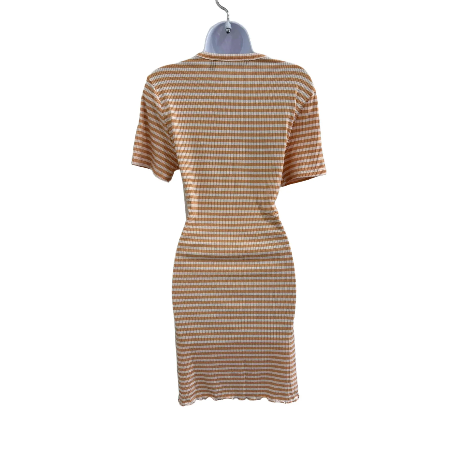 VERO MODA White Stripe Pattern Button‎ Down V Neck Short Sleeve Dress Large - Image 5