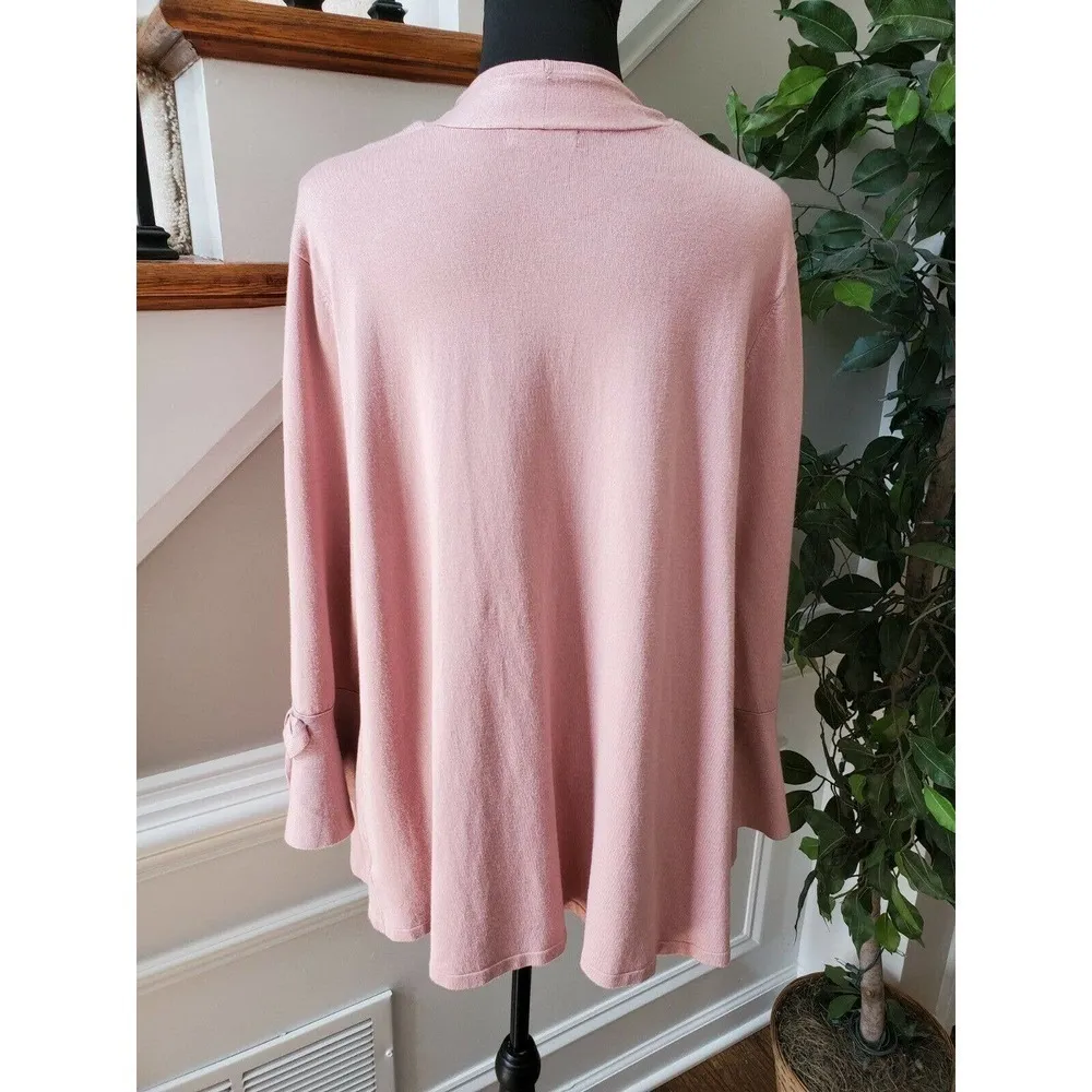Alfani Open Front Long Sleeve Casual Top Shirt Pink Size XL - Image 7