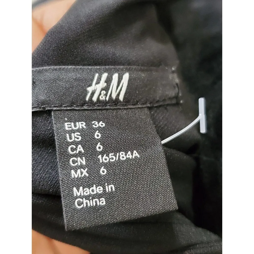 H&M Womens Black Solid Polyester Round Neck Long Sleeve Knee Length Dress Size 6 - Image 9