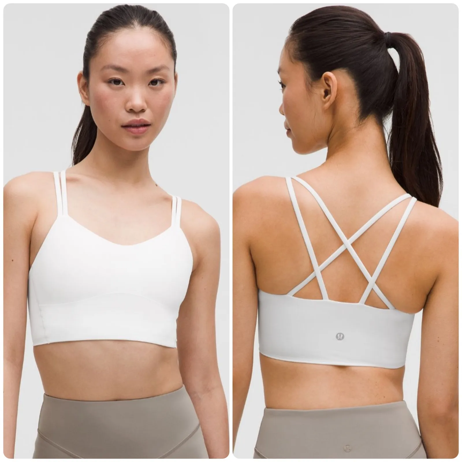 Lululemon Womens Athleisure Like A Cloud Light Support Longline Sports Bra White - Image 2