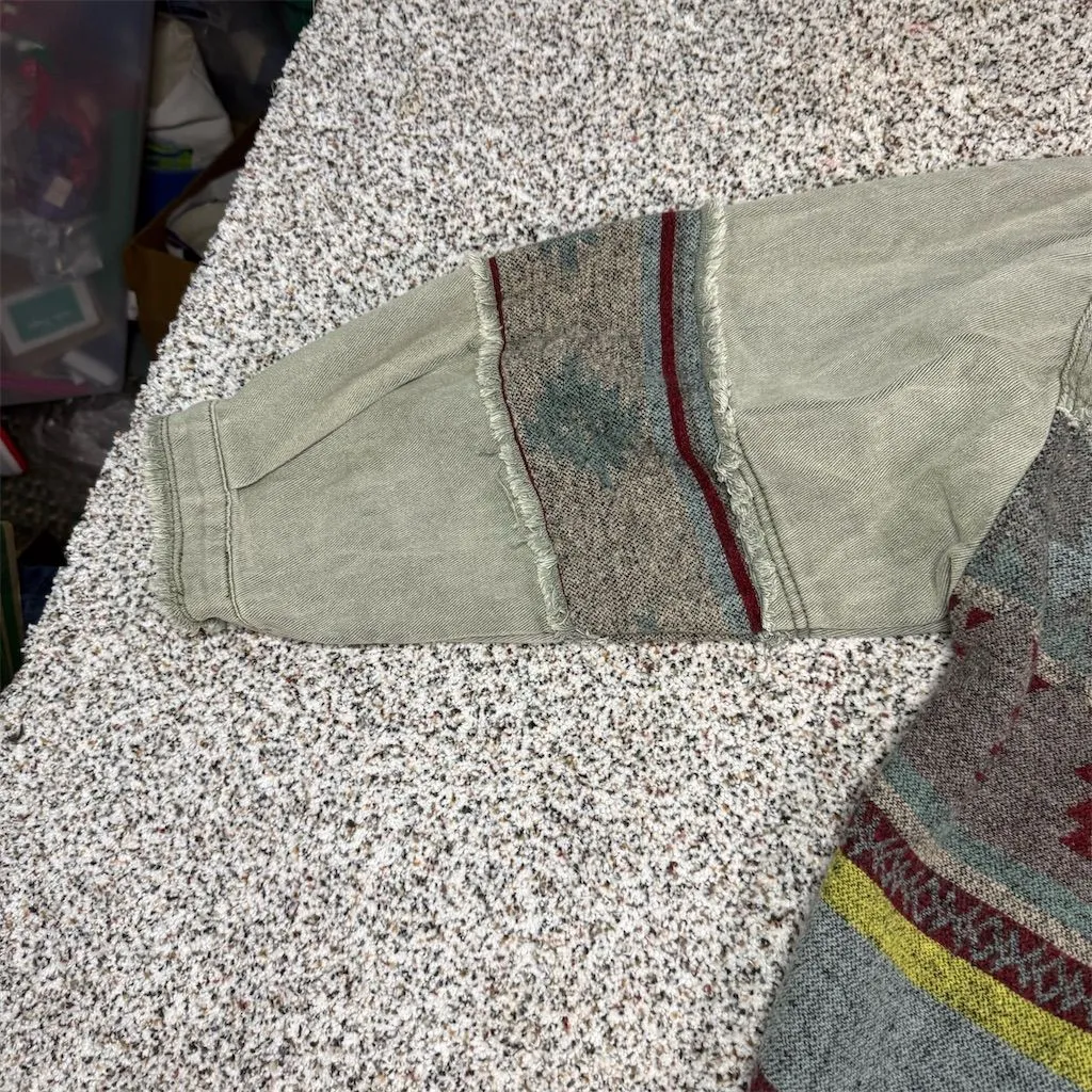 POL Women's XL Multicolor Patchwork Denim Jacket Bohemian Tribal Style NWOT - Image 6