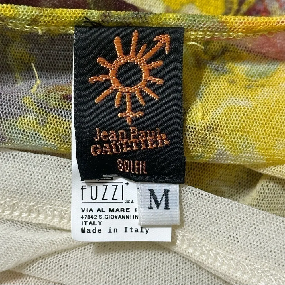 Jean Paul Gaultier 2006 Women’s Size M Yellow Floral Mesh Blouson Mini Dress Size M - Image 7