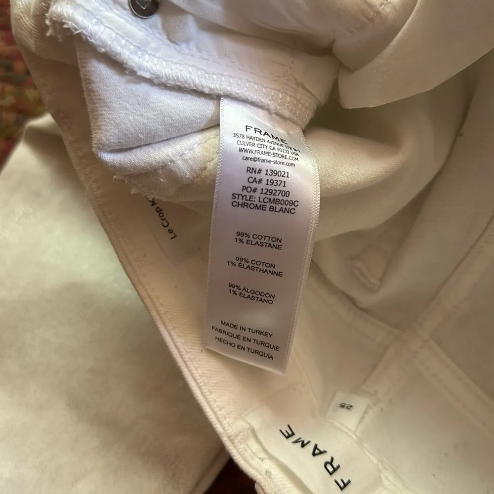 NWOT FRAME WHITE SILVER FOIL LE CROP MINI BOOT JEANS CHROME BLANC - Image 6