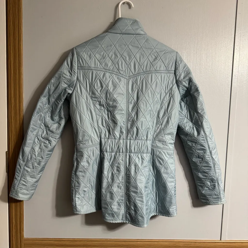 Barbour Sky Blue Quilted Puffer Jacket Size 6 - Image 2