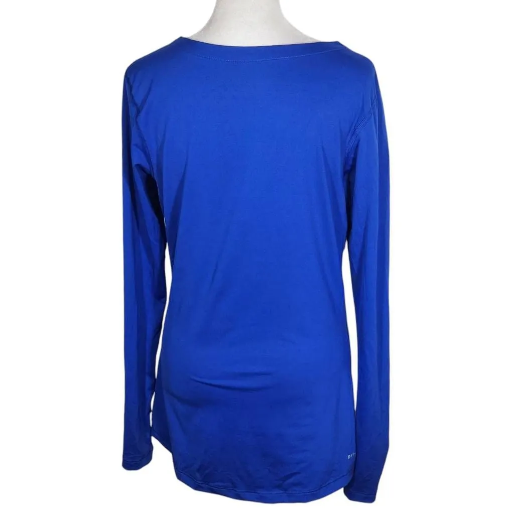 Nike Blue Long Sleeve Athletic Tee Size Large Nike Pro Blue Tee - Image 2